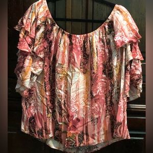 Cato Sz 26/28 Coral Paisley Blouse Top